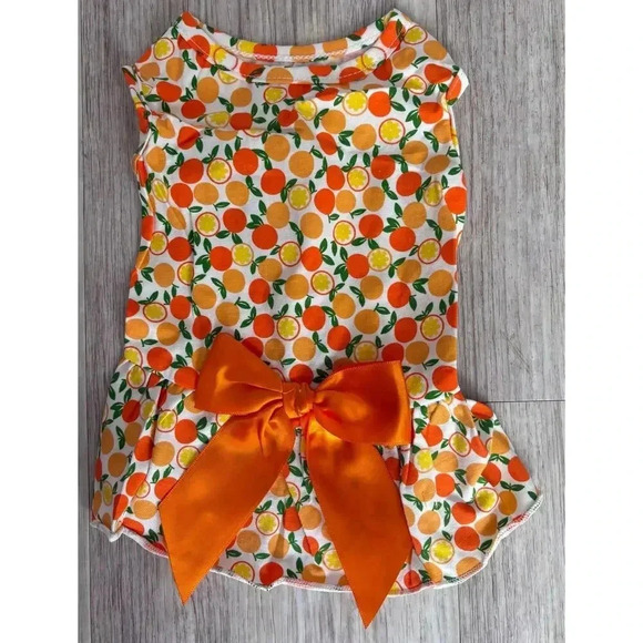 MSNFOASM | Fruit Allover Print Orange Lemon Summer Dog Dress | Small - Picture 1 of 3